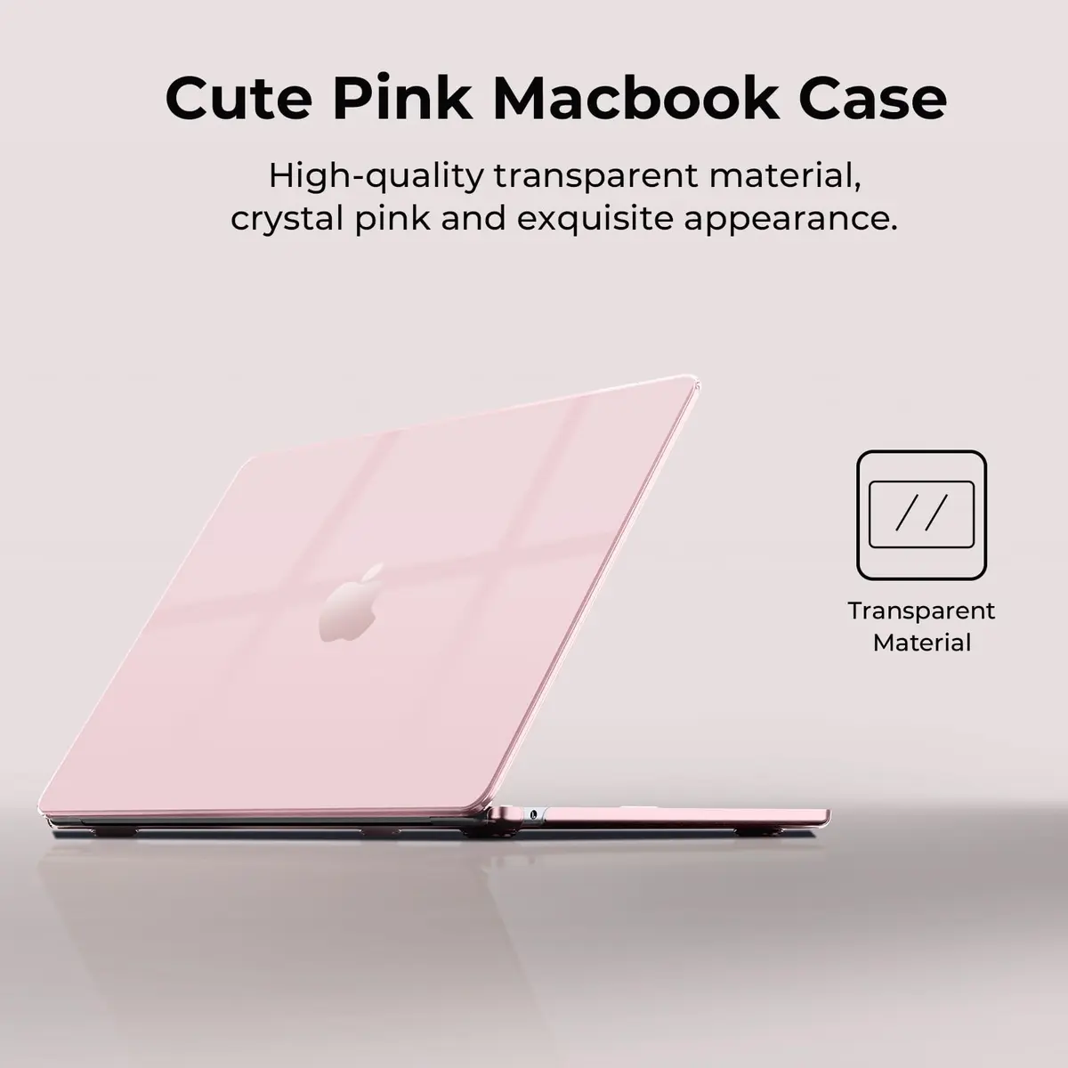 EooCoo Case for MacBook Air 13 inch M5/M4/M3/M2 | Crystal Pink Slim Hard Shell - view 2