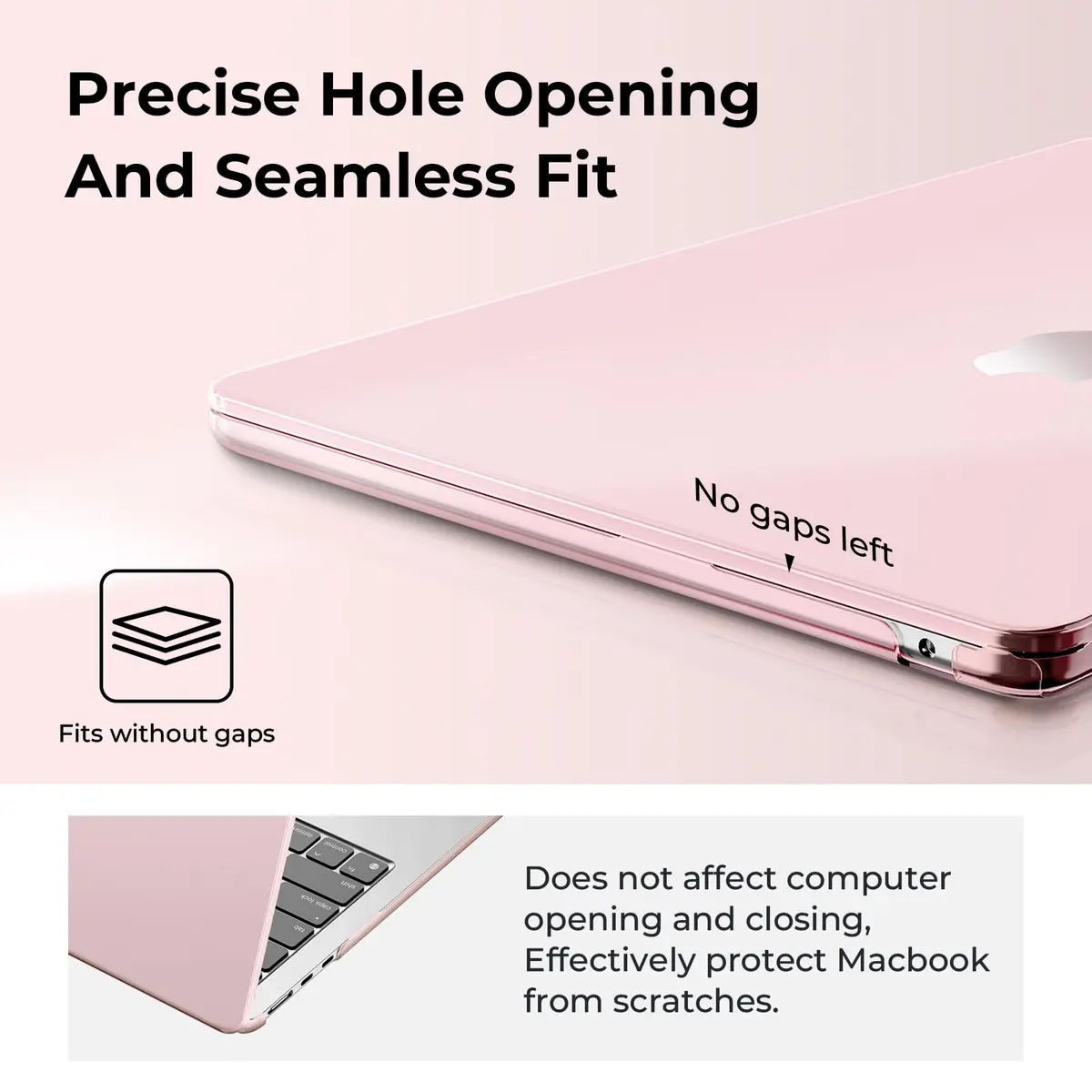 EooCoo Case for MacBook Air 13 inch M5/M4/M3/M2 | Crystal Pink Slim Hard Shell - view 4