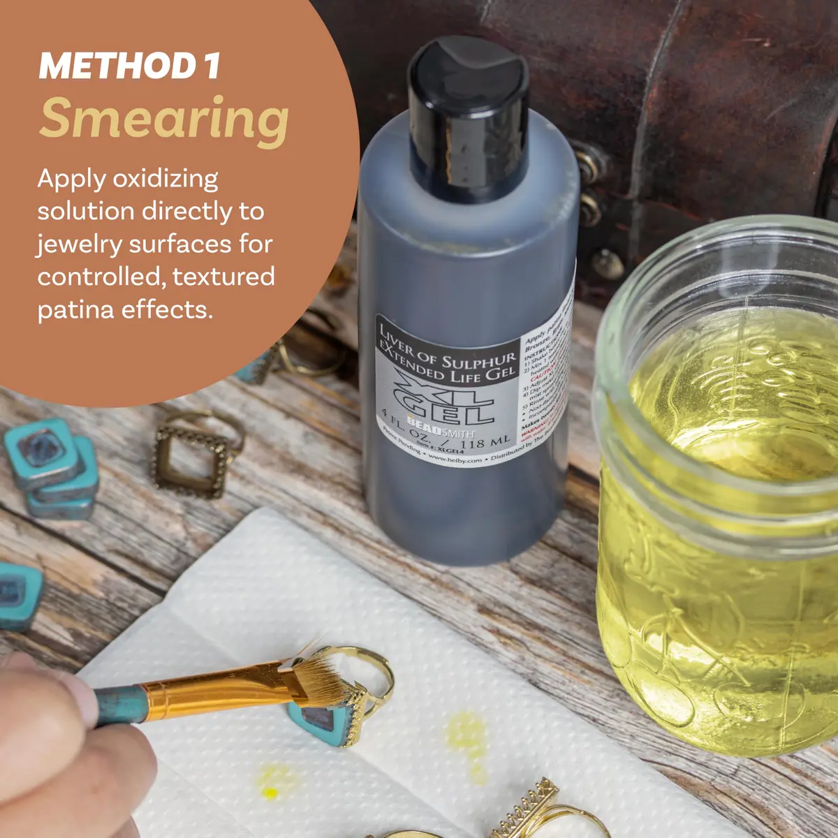 The Beadsmith XL Gel Liver of Sulfur 118ml | Patina Finish for Metal Art & Jewelry - view 3