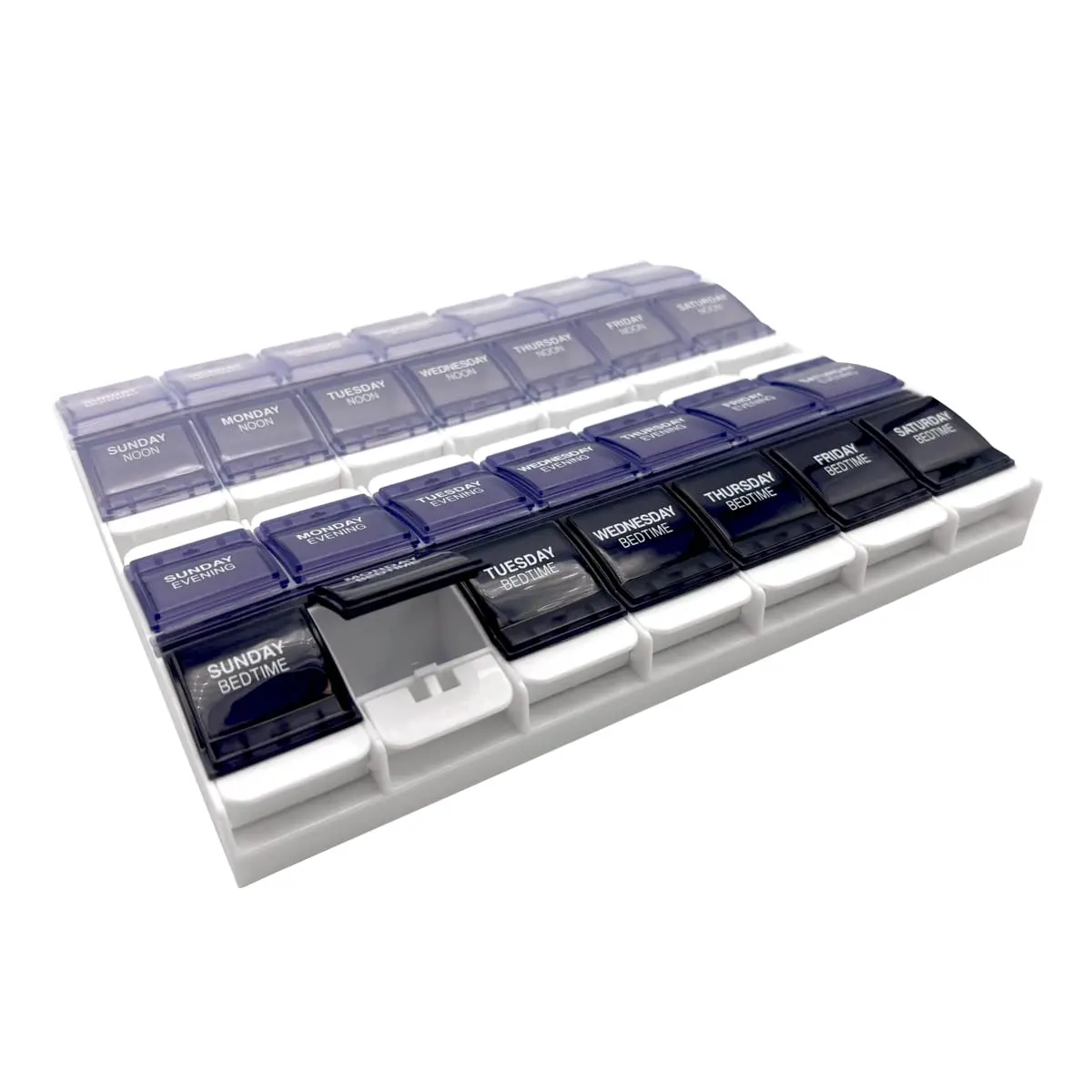 EZY DOSE Push Button Weekly 7-Day Pill Organizer 2XL | 28 Compartments for 4 Daily Doses - main product image