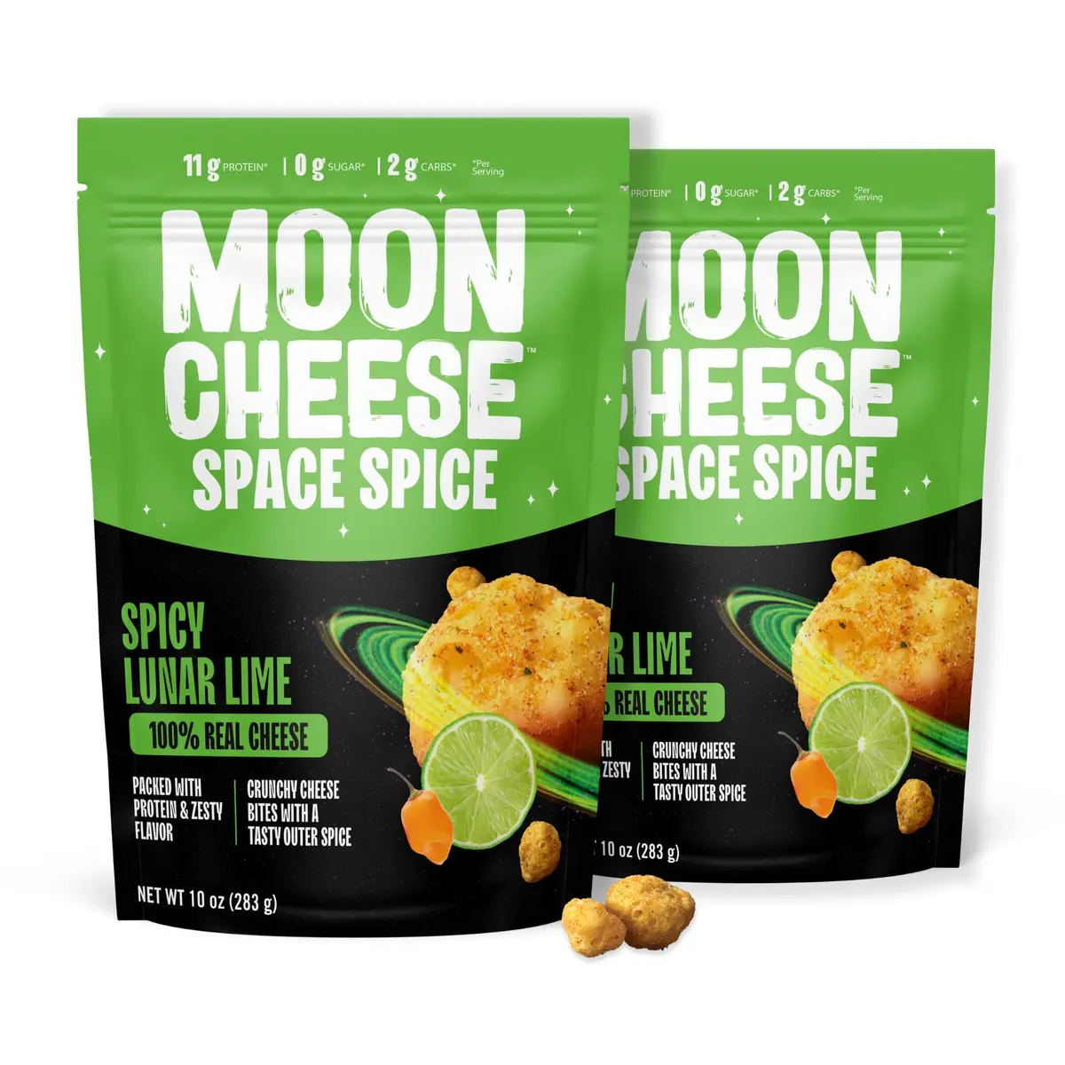 Moon Cheese Spicy Lunar Lime Cheese Bites | Protein & Gluten-Free Snack (10 oz, 2-Pack) - main product image