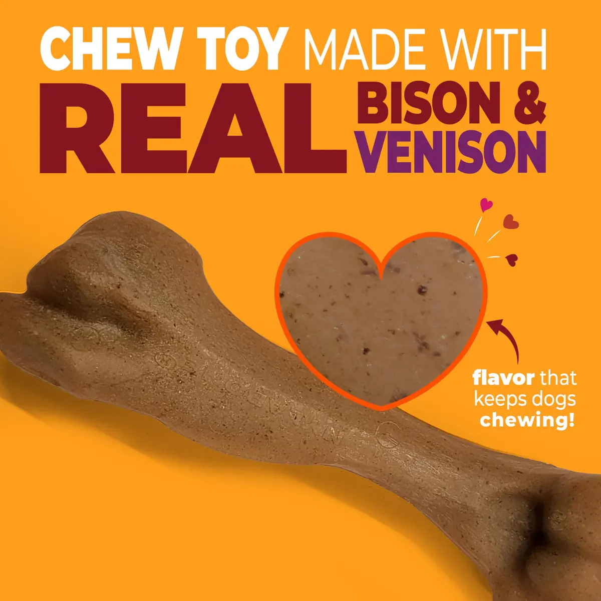 Nylabone Strong Chew Femur Bone Dog Toy with Real Bison & Venison Flavor, Large 4.5" (11.4 cm) - view 2