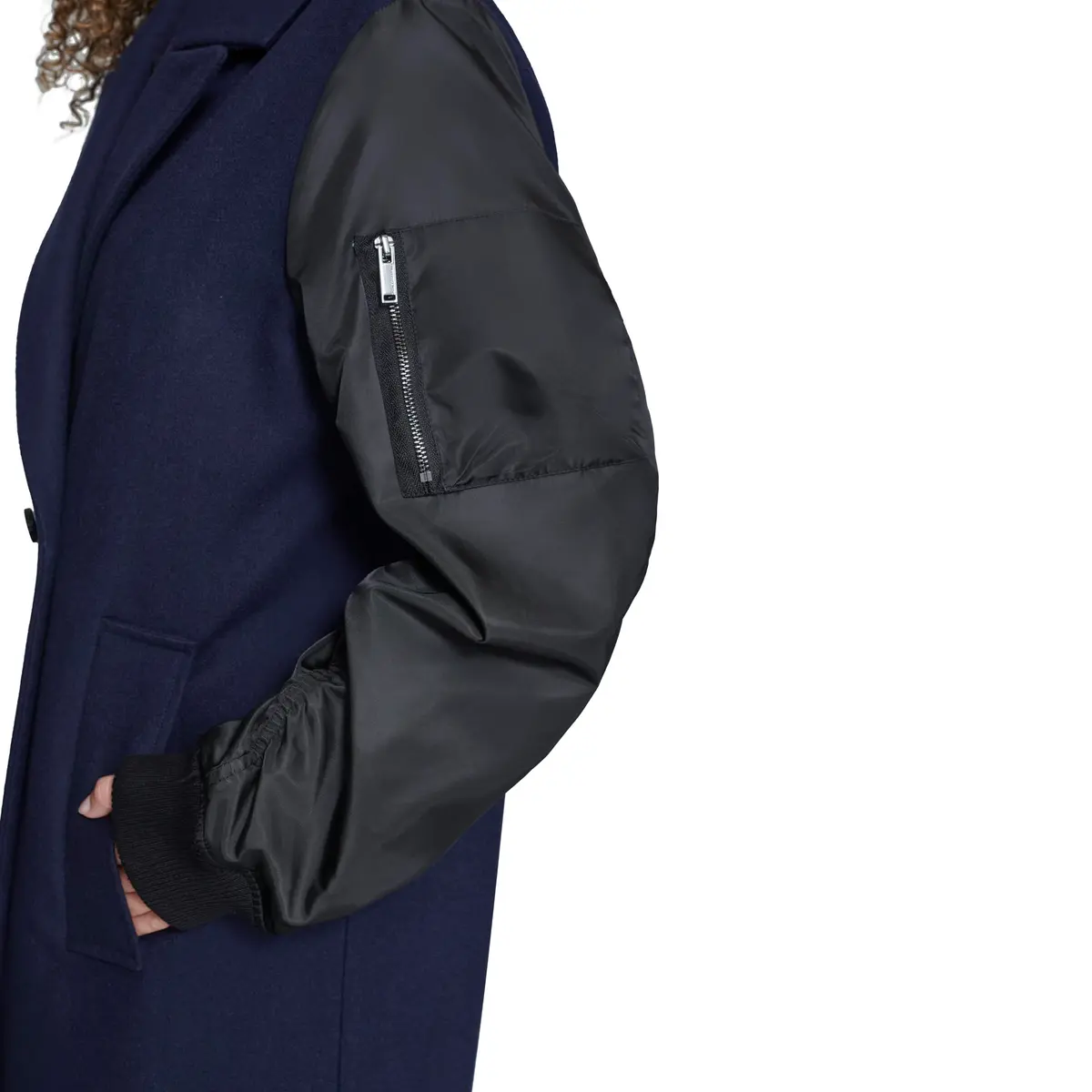 KARL LAGERFELD Paris Women's Long Wool Mix Media Double Breasted Jacket Navy, XX-Large | Timeless Warmth & Style - view 2