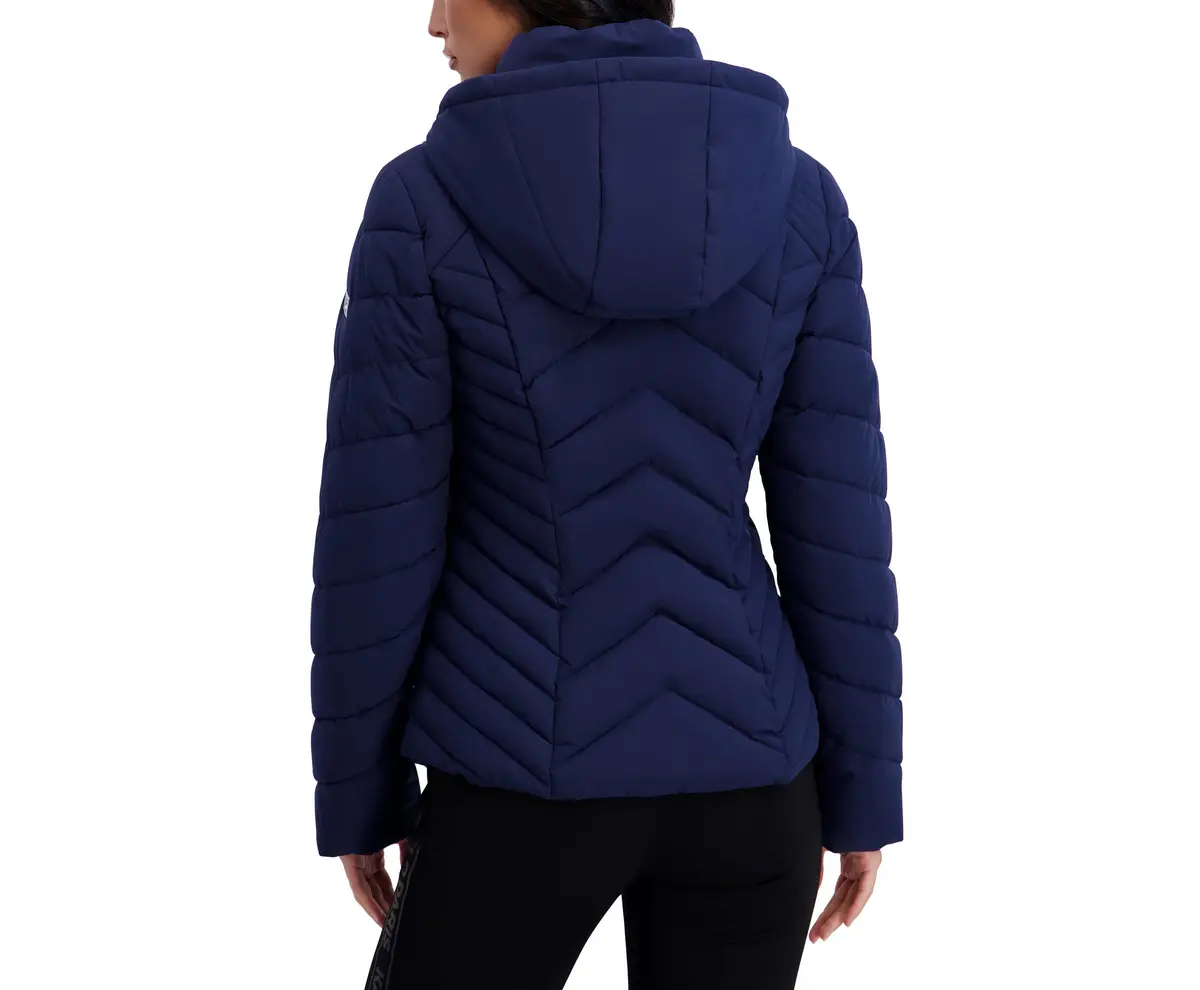 KARL LAGERFELD Paris Women's Chevron Lightweight Puffer Navy Medium | Stylish, Warm & Compact - view 2