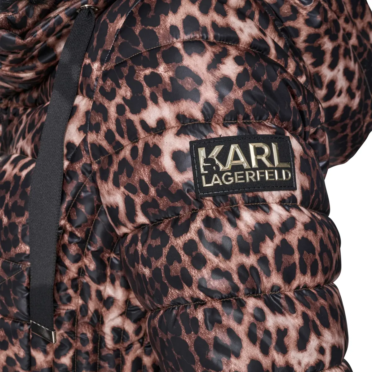 KARL LAGERFELD Paris Women's Zip Front Double Collar Jacket Leopard, Small | Versatile Fall & Winter Coat - view 2