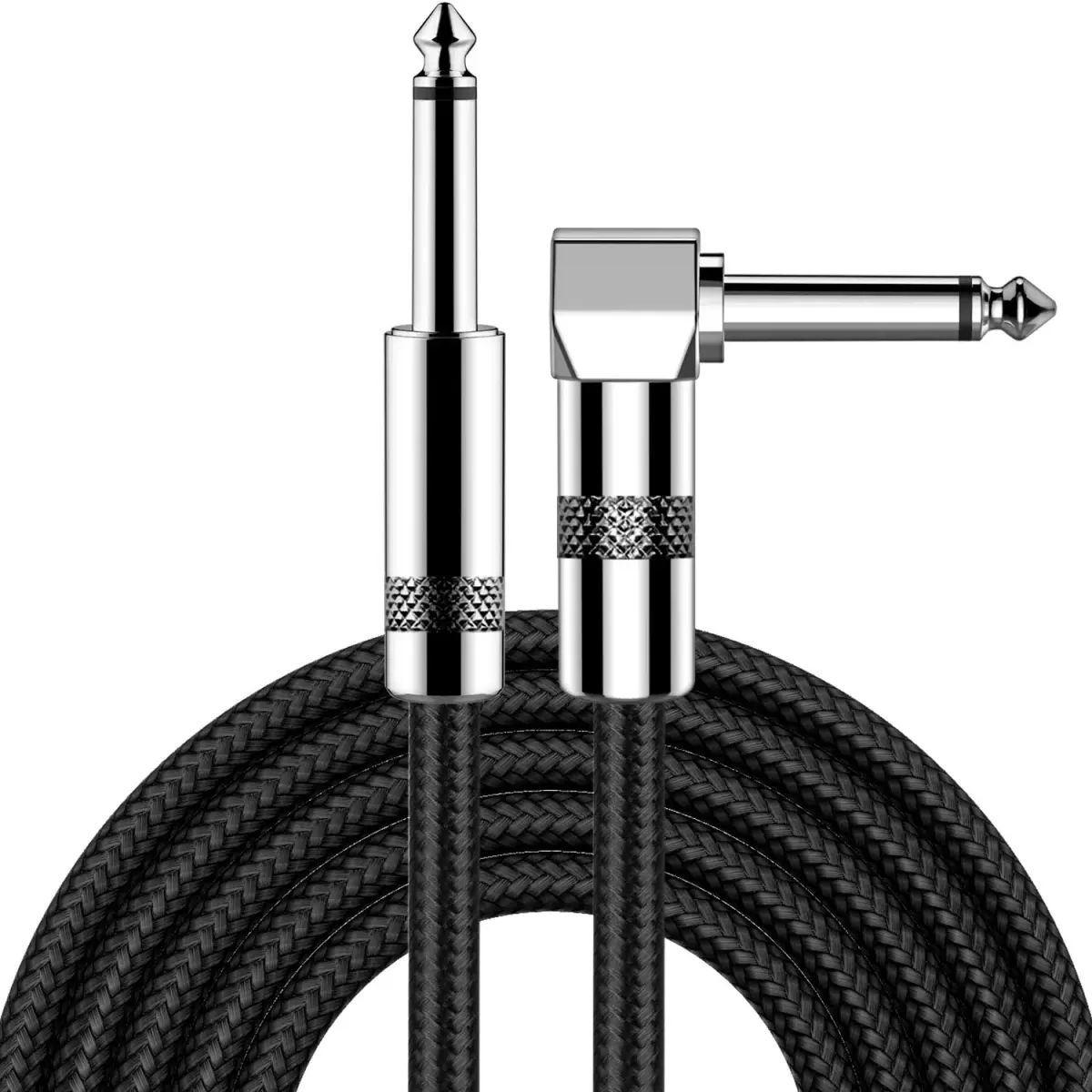 New Bee 3ft Black Right Angle Guitar Cable for Electric Instruments - main product image