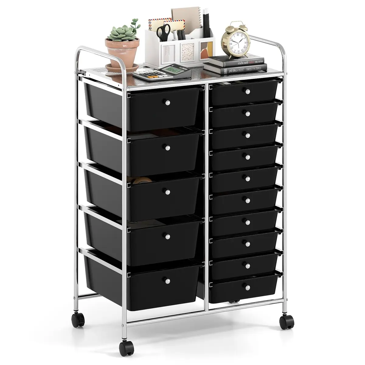 RELAX4LIFE 15-Drawer Rolling Storage Cart | Lockable Wheels & Removable Drawers for Home & Office - main product image