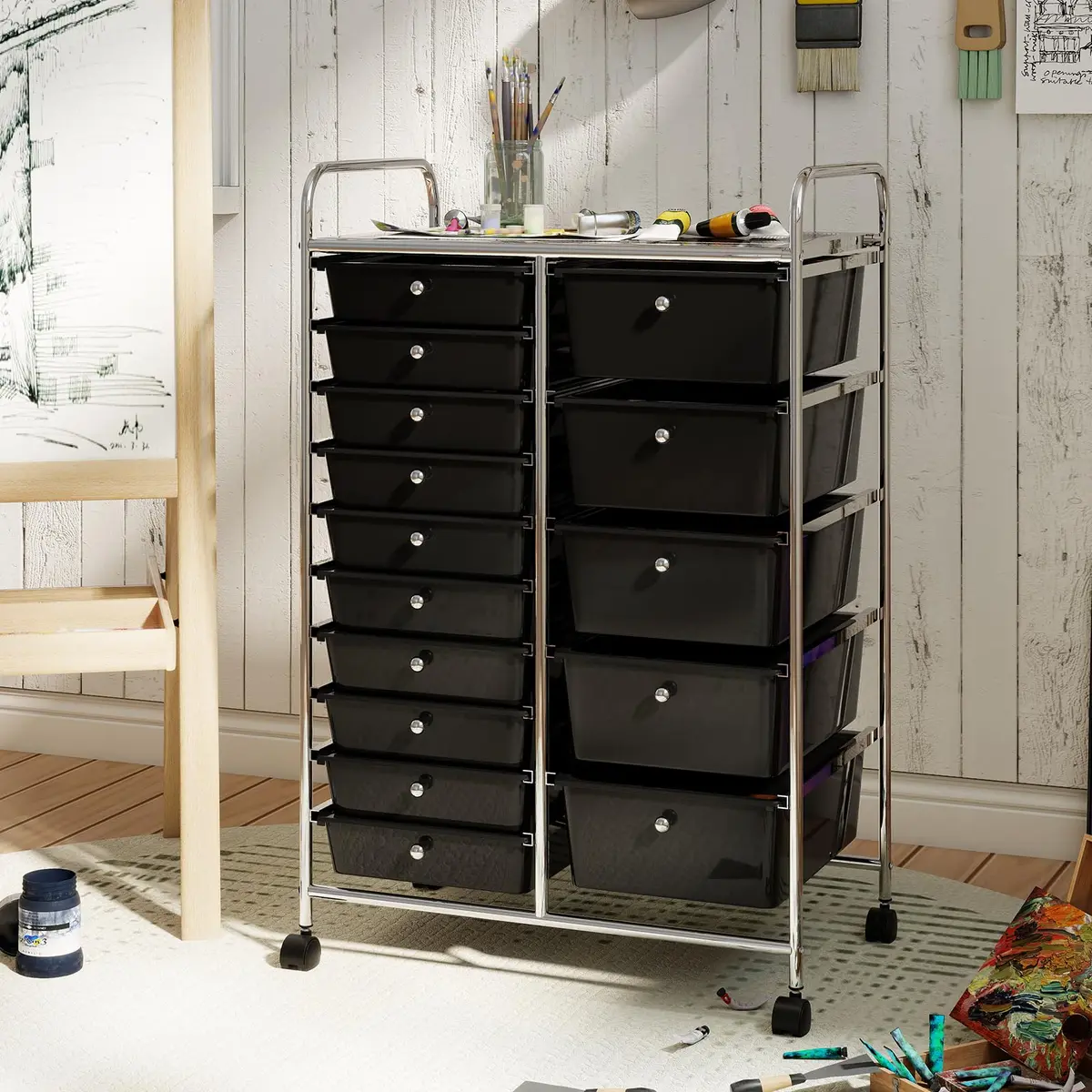 RELAX4LIFE 15-Drawer Rolling Storage Cart | Lockable Wheels & Removable Drawers for Home & Office - view 2