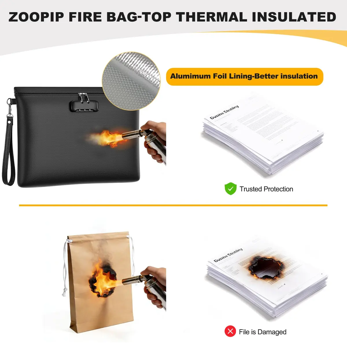 ZOOPIP Fireproof Document Bag Lock 14.3"x10.2" | Waterproof & Flame Resistant (70-120 chars) - view 6
