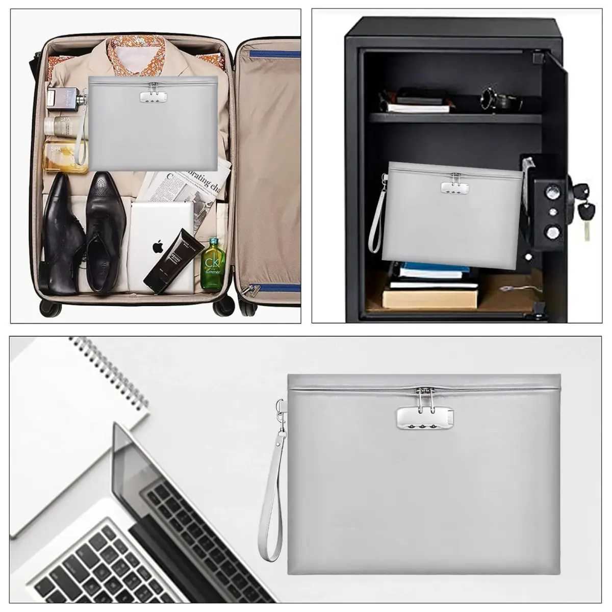 ZOOPIP Fireproof Document Bag with Lock, Waterproof Money Pouch 36cm x 26cm (14.3"x10.2") | Secure A4 Document Storage - view 7