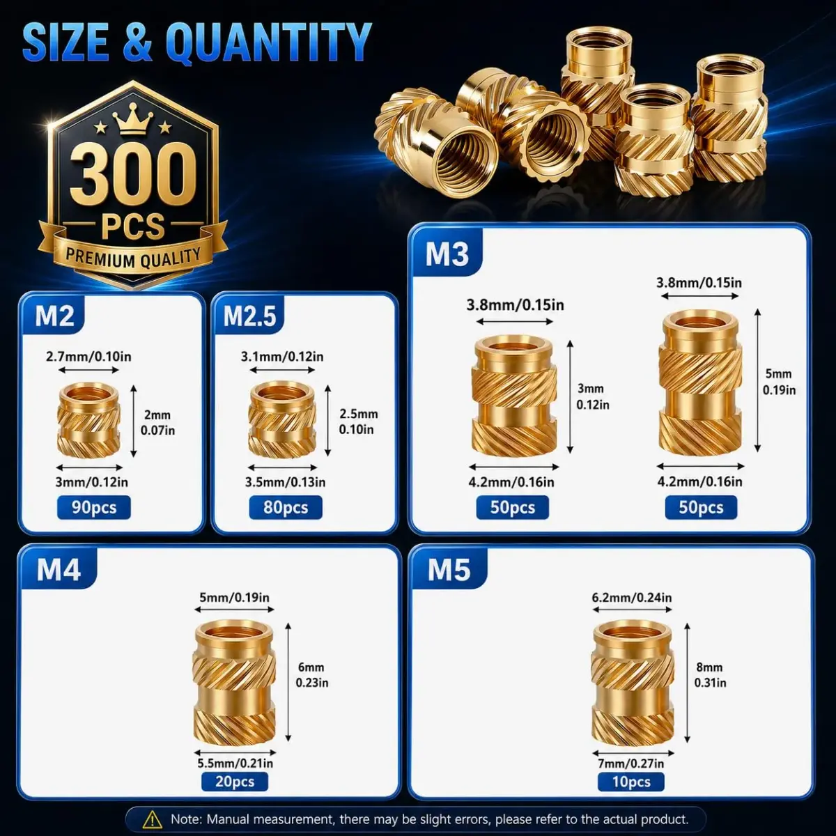 FFVRVSS Brass Threaded Inserts Kit M2-M5 (300+6Pcs) | Heat Set Nuts for 3D Printing & Plastics - view 6