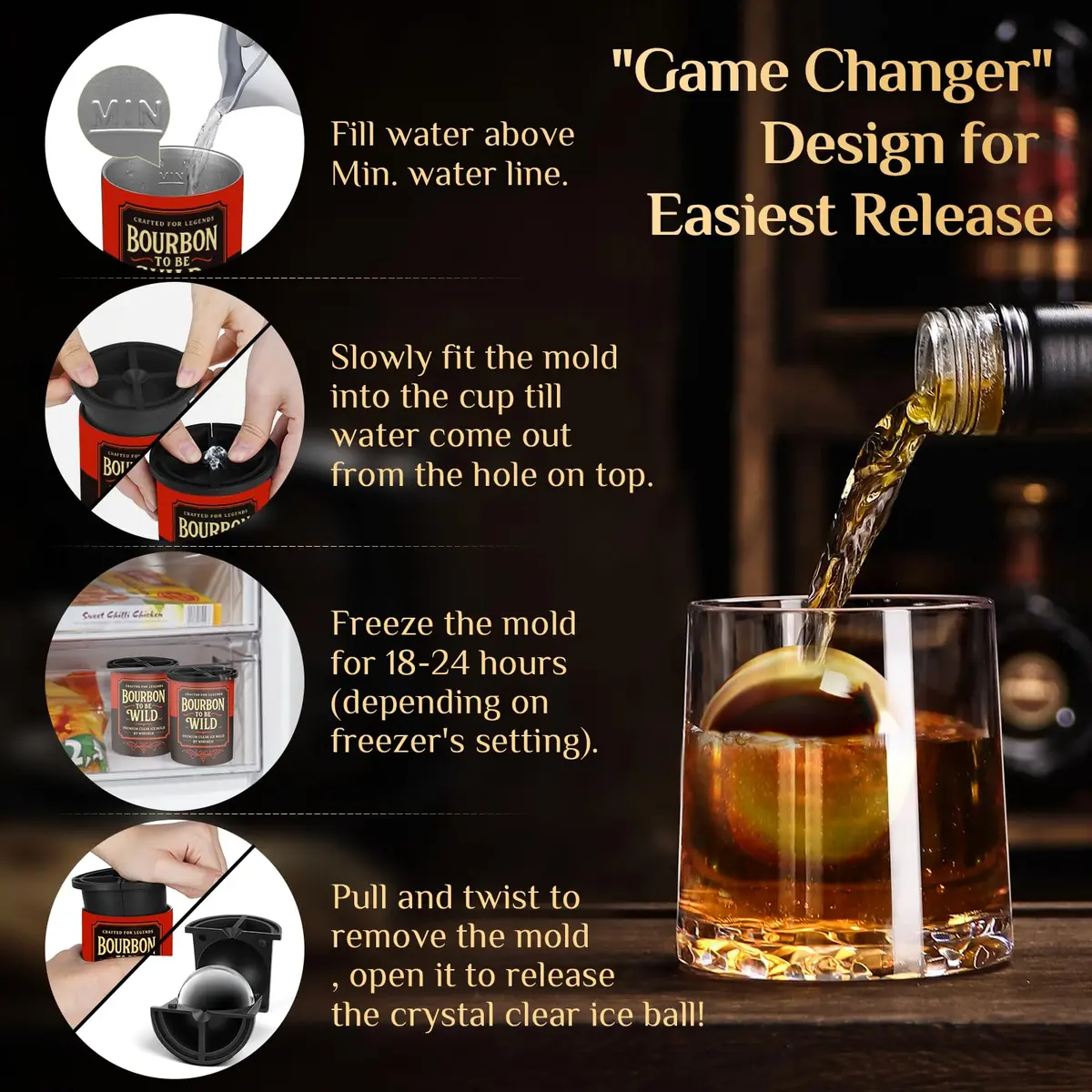 Miaowoof Clear Ice Ball Maker 2.5" | Slow-Melting Crystal Ice for Whiskey - view 5