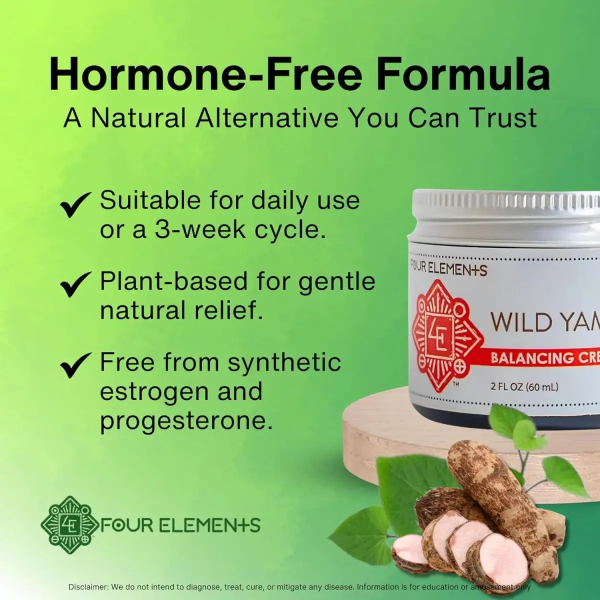 Four Elements 4E Wild Yam Balancing Cream 4 oz (2 x 2 oz) | Award-Winning Herbal Cream with Yam Root, Black Cohosh, Red Clover - view 7