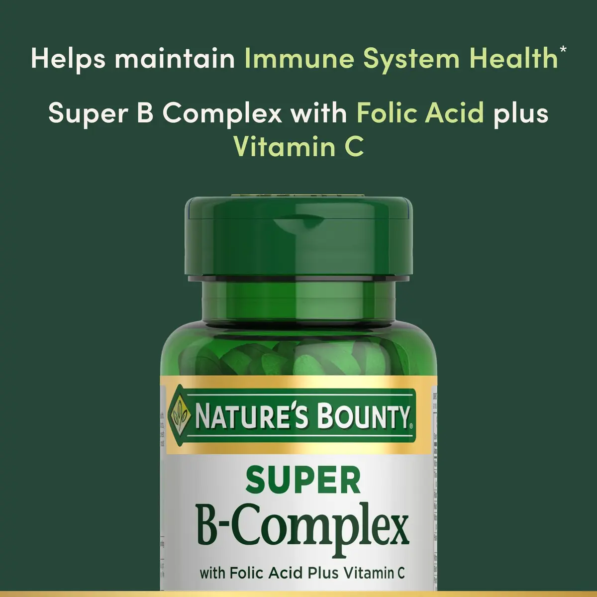 Nature's Bounty Super B Complex Vitamins with Vitamin C & Folic Acid, 150 Tablets (Pack of 3) | Supports Cellular Energy & Immune Health - view 3