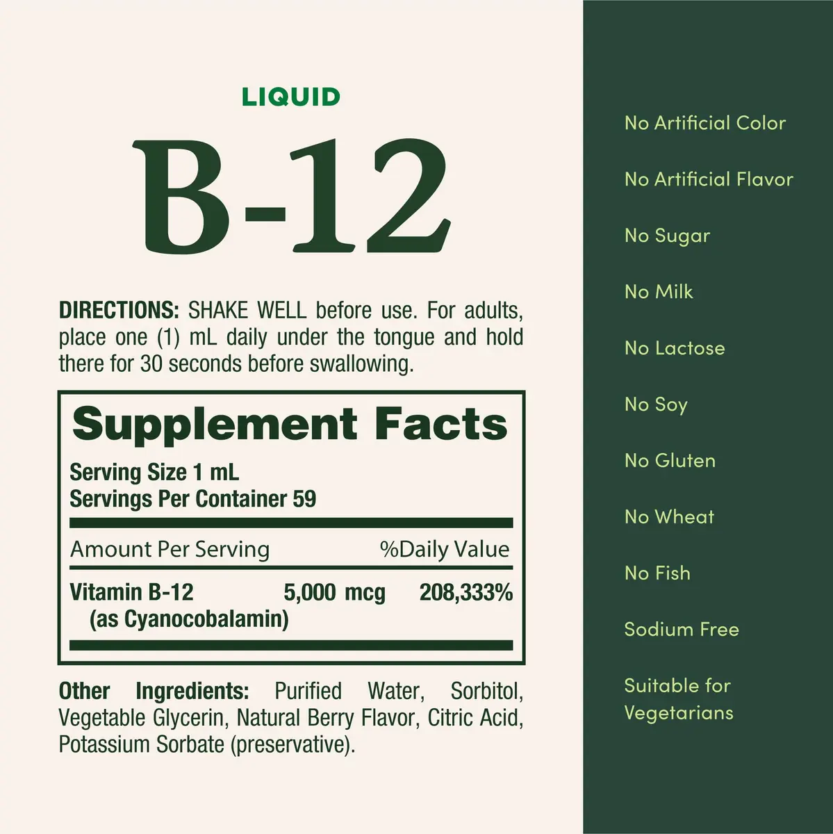 Nature's Bounty Vitamin B12 Sublingual Liquid 5000 mcg 177ml (6 Fl Oz) | Cardiovascular & Cellular Energy Support - view 5