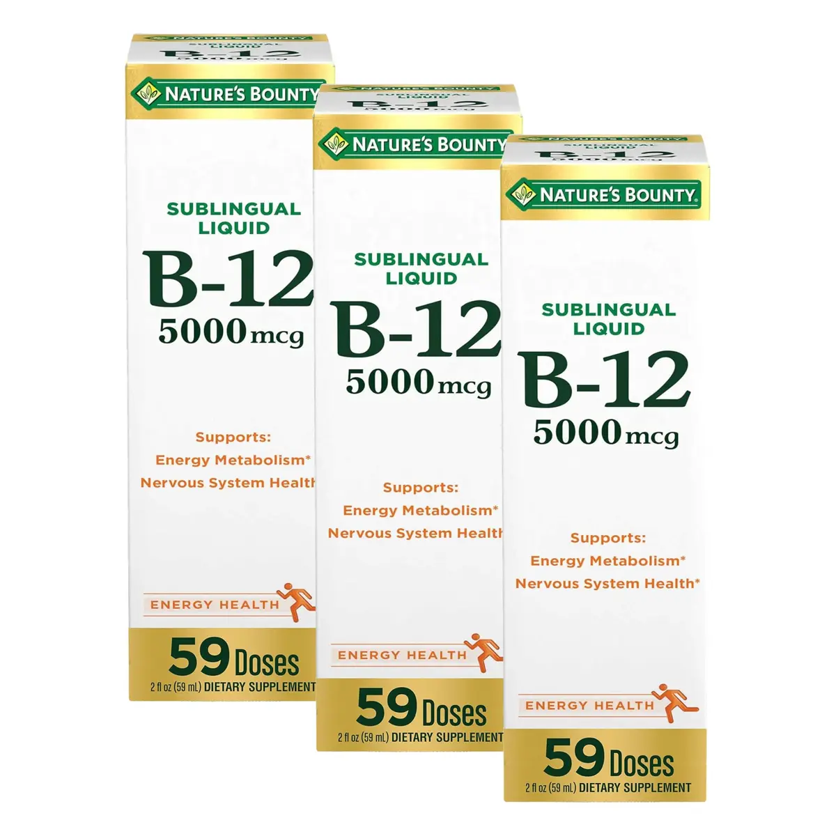 Nature's Bounty Vitamin B12 Sublingual Liquid 5000 mcg 177ml (6 Fl Oz) | Cardiovascular & Cellular Energy Support - main product image