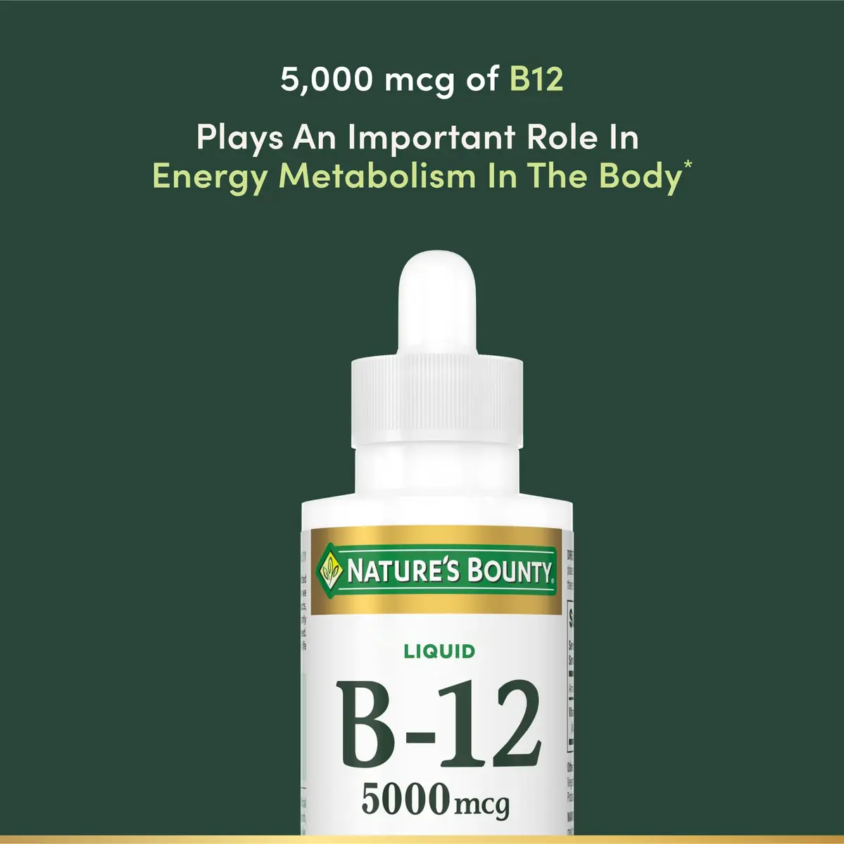 Nature's Bounty Vitamin B12 Sublingual Liquid 5000 mcg 177ml (6 Fl Oz) | Cardiovascular & Cellular Energy Support - view 3