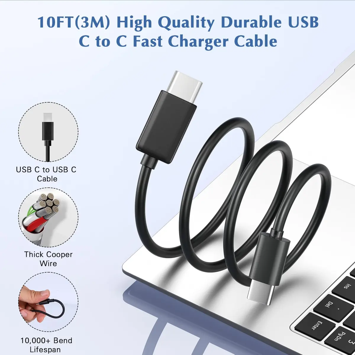 SpeedScope Samsung Super Fast Charger 45W Type C | 2 Pack 10FT Long Cord for Galaxy S26 Ultra - view 5