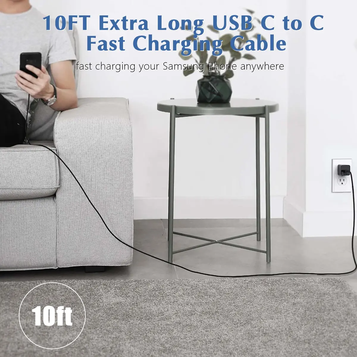 SpeedScope Samsung Super Fast Charger 45W Type C | 2 Pack 10FT Long Cord for Galaxy S26 Ultra - view 7