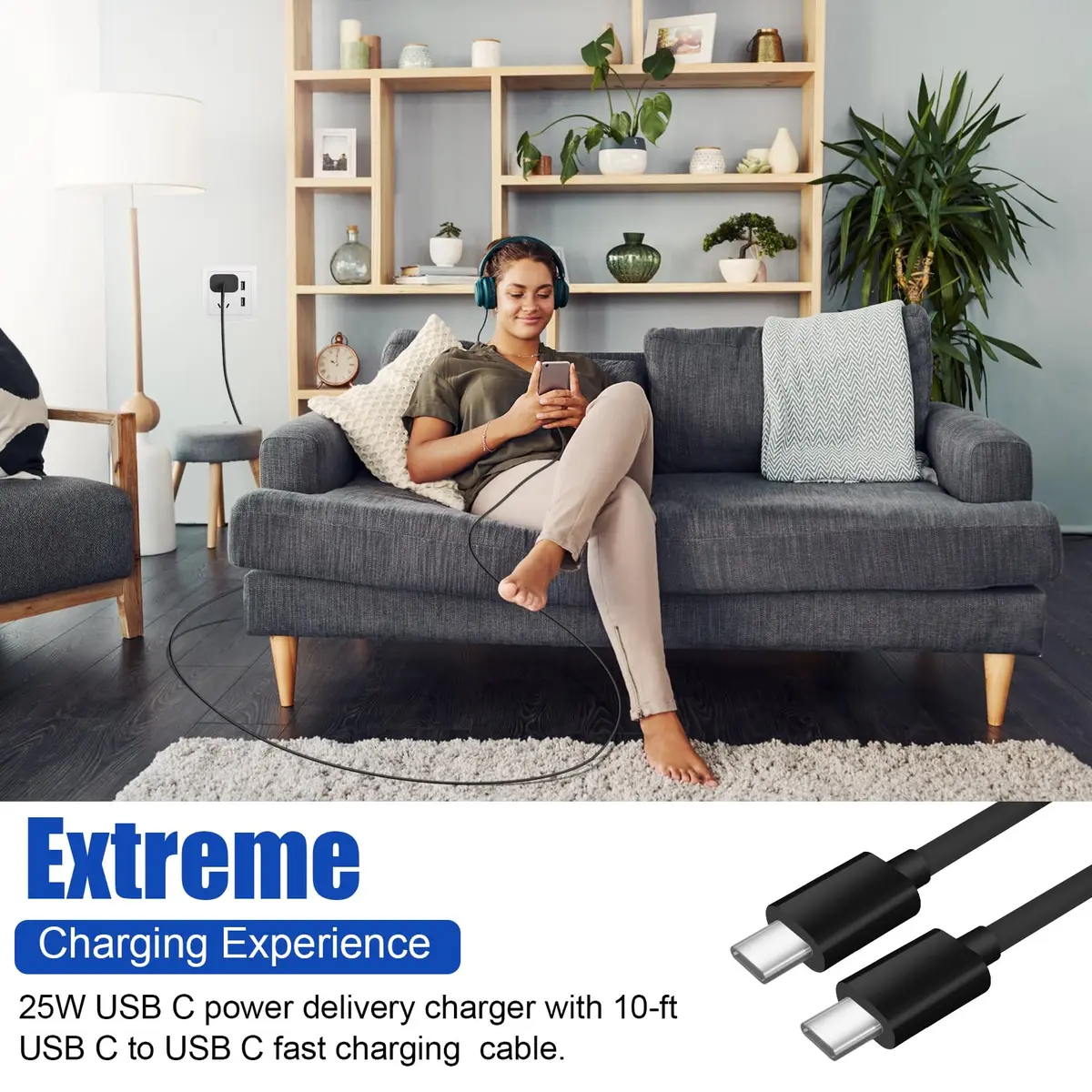 SpeedScope Super Fast Samsung Charger 25W USB C | 2 Pack, 10FT Long Type C Cable - view 7