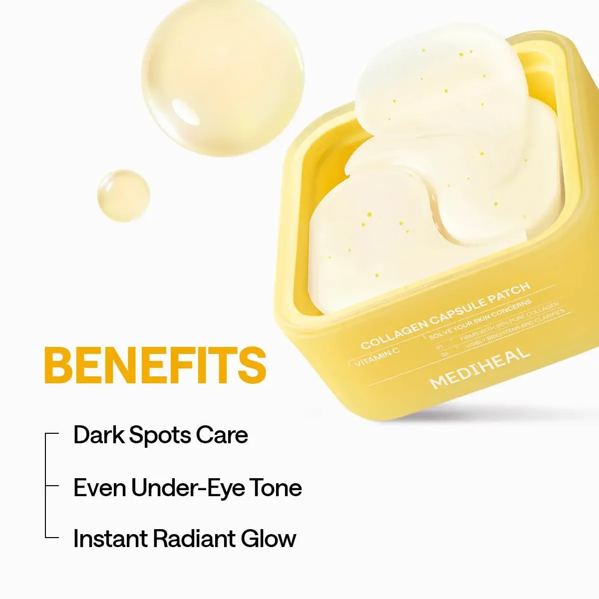 MEDIHEAL Vitamin C Collagen Capsule Eye Patches 60 Count | Brightening & Firming Hydrogel Pads for Dark Circles & Fine Lines - view 4