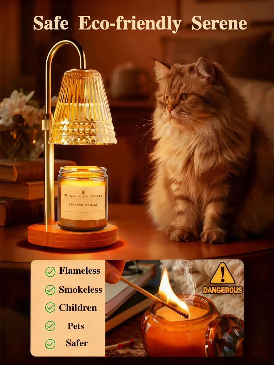 Exovyn Candle Warmer Lamp with Timer & Adjustable Height, Dimmable Light, Antique Gold 12.2 inch (31 cm) | Elegant Home Décor & Housewarming Gifts - view 5