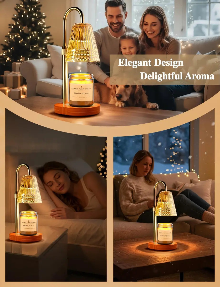 Exovyn Candle Warmer Lamp with Timer & Adjustable Height, Dimmable Light, Antique Gold 12.2 inch (31 cm) | Elegant Home Décor & Housewarming Gifts - view 7