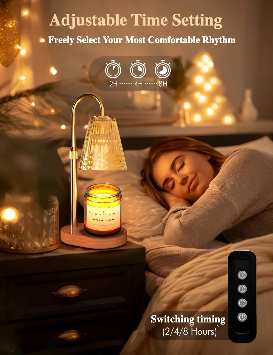 Exovyn Candle Warmer Lamp with Timer & Adjustable Height, Dimmable Light, Antique Gold 12.2 inch (31 cm) | Elegant Home Décor & Housewarming Gifts - view 4