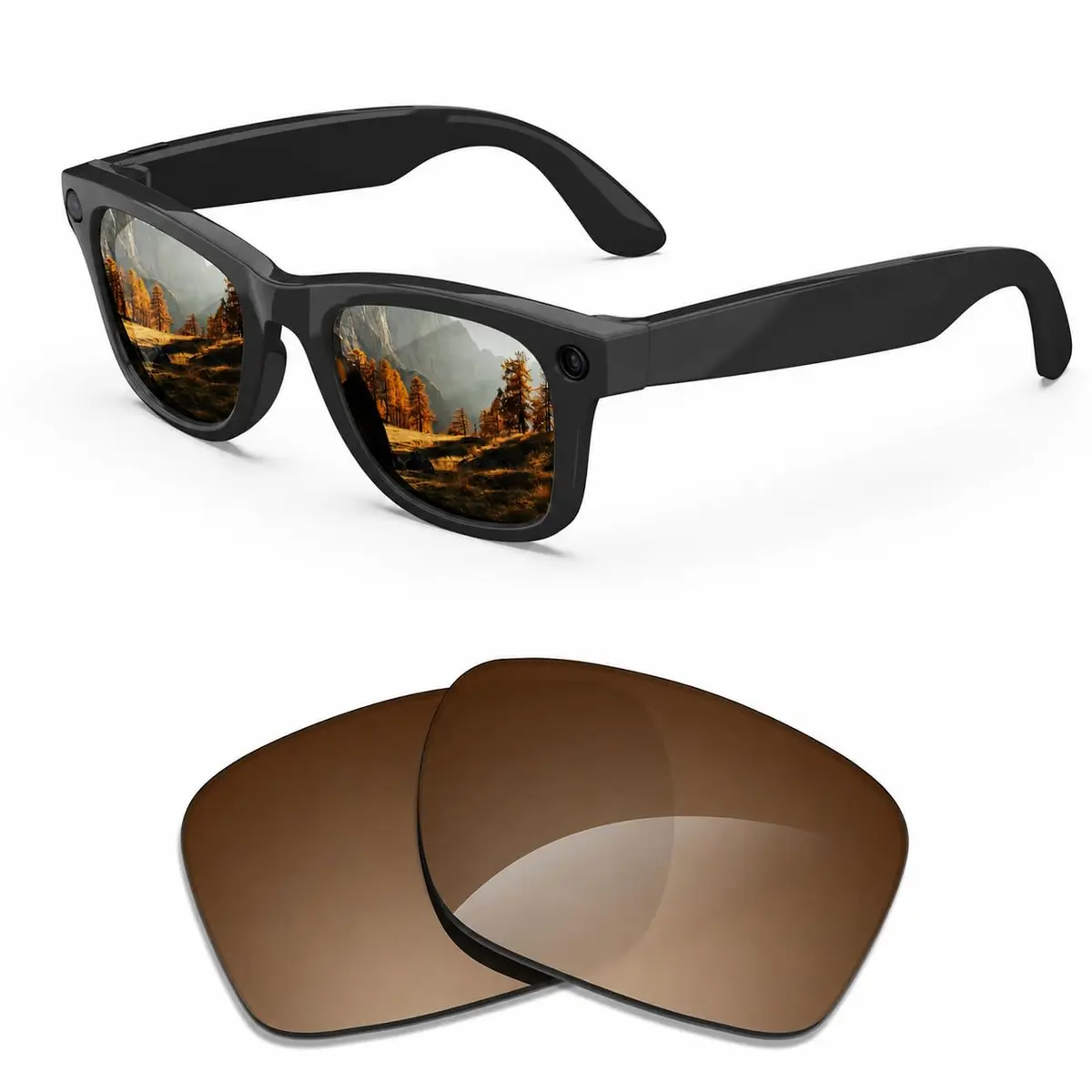 MAKCPOIMER Replacement Polarized Lenses for Ray-Ban Meta Wayfarer | Accurate Fit & UV Protection - main product image