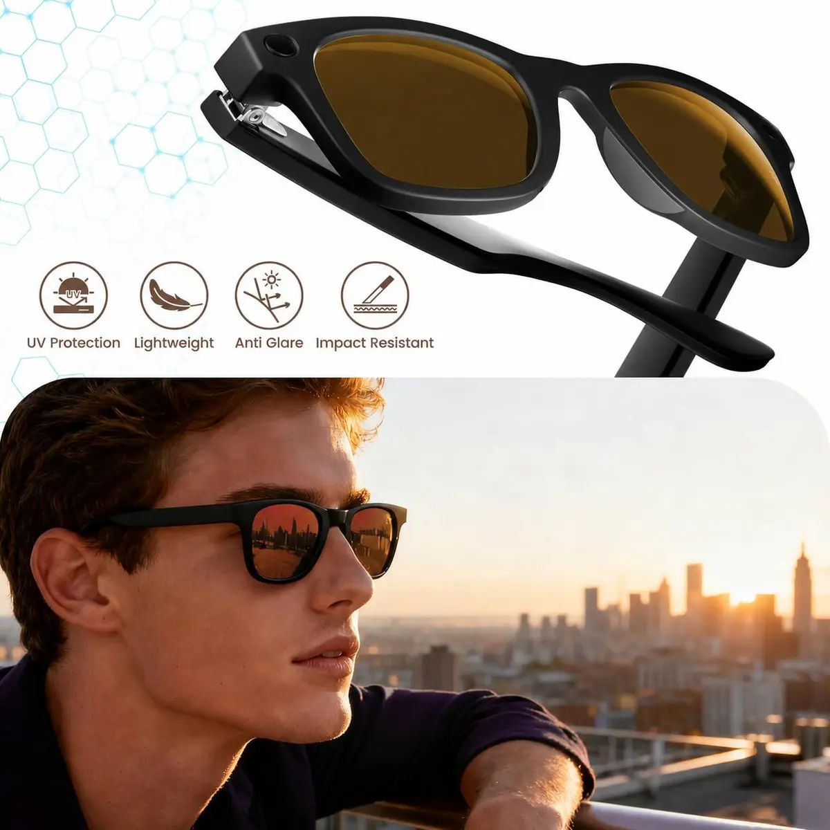 MAKCPOIMER Replacement Polarized Lenses for Ray-Ban Meta Wayfarer | Accurate Fit & UV Protection - view 3