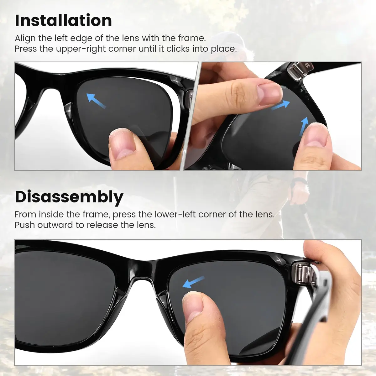 MAKCPOIMER Polarized Replacement Lenses for Ray-Ban Meta Wayfarer RW4006/RW4012 50mm & RW4008/RW4012 53mm | UV Protection - view 6