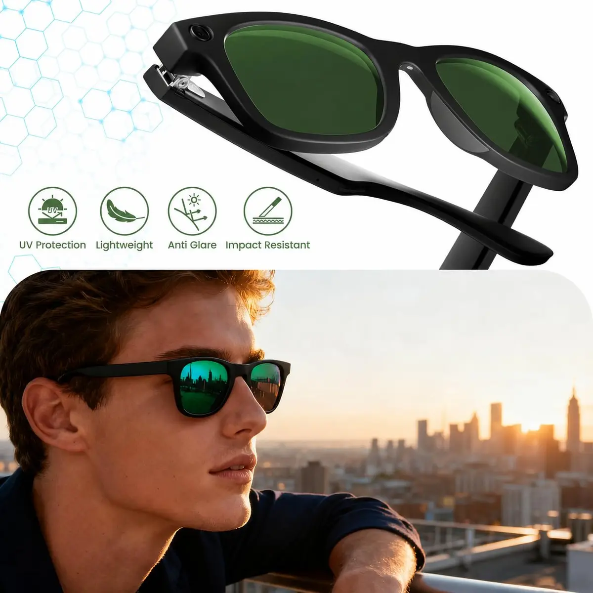 MAKCPOIMER Polarized Replacement Lenses for Ray-Ban Meta Wayfarer RW4006/RW4012 50mm & RW4008/RW4012 53mm | UV Protection - view 3