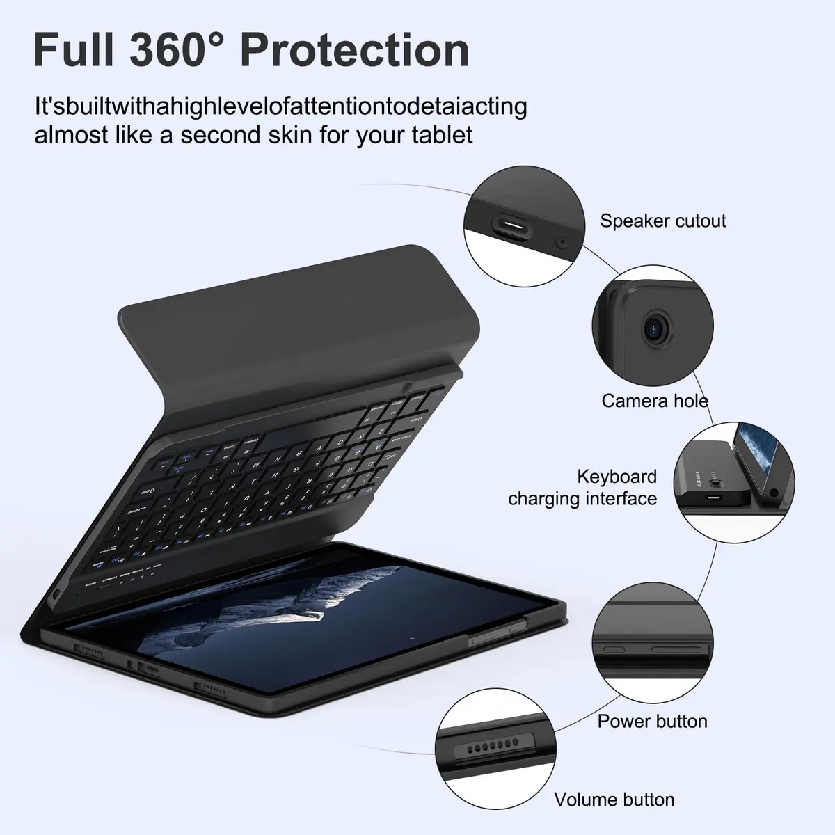 MMK Keyboard Case for Samsung Galaxy Tab A11+ / A9+ | 11 Inch, Black, Detachable Keyboard - view 5