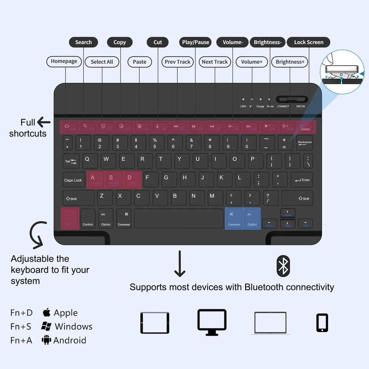 MMK Keyboard Case for Samsung Galaxy Tab A11+ / A9+ | 11 Inch, Black, Detachable Keyboard - view 3