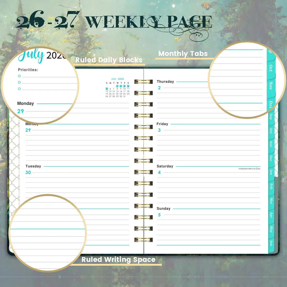 Pinchoco Planner 2026-2027 | Academic Weekly & Monthly Organizer, 6.3" x 8.4" - view 5