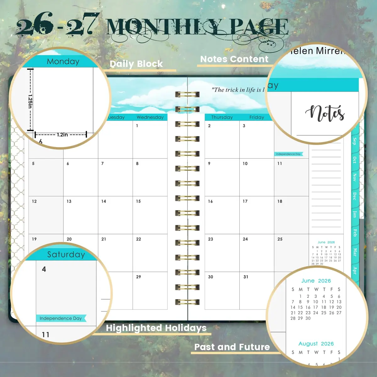 Pinchoco Planner 2026-2027 | Academic Weekly & Monthly Organizer, 6.3" x 8.4" - view 4