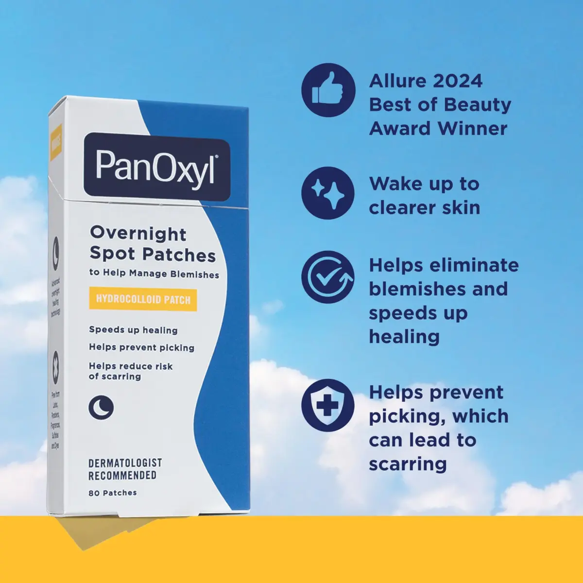 PanOxyl PM Overnight Spot Patches, 80 Count (Pack of 2) | Hydrocolloid Healing for Blemishes - view 2