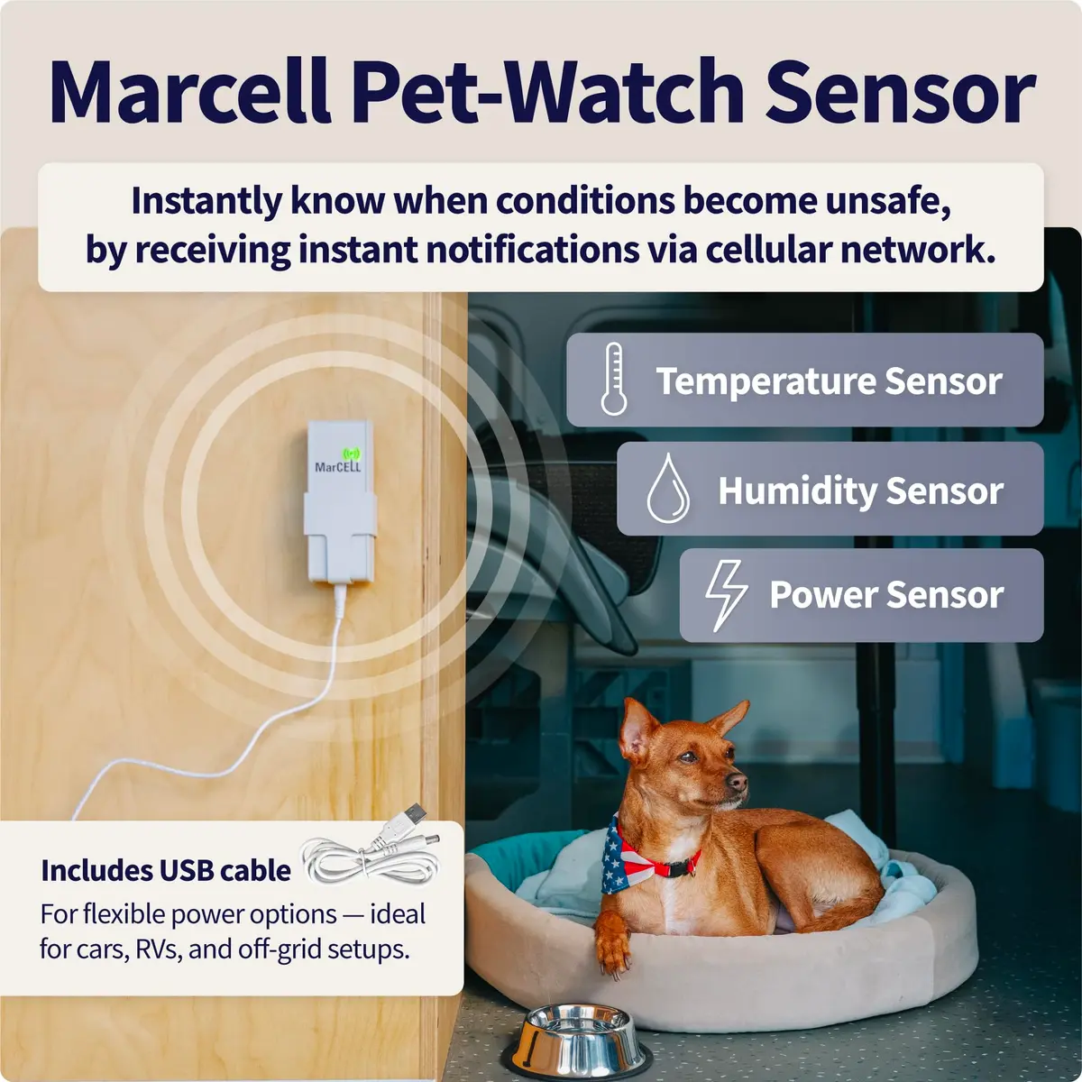 MarCELL Cellular Pet Temperature Monitor for RVs – No WiFi Needed | Instant Alerts & Cellular Advantage (100-120 chars) - view 3