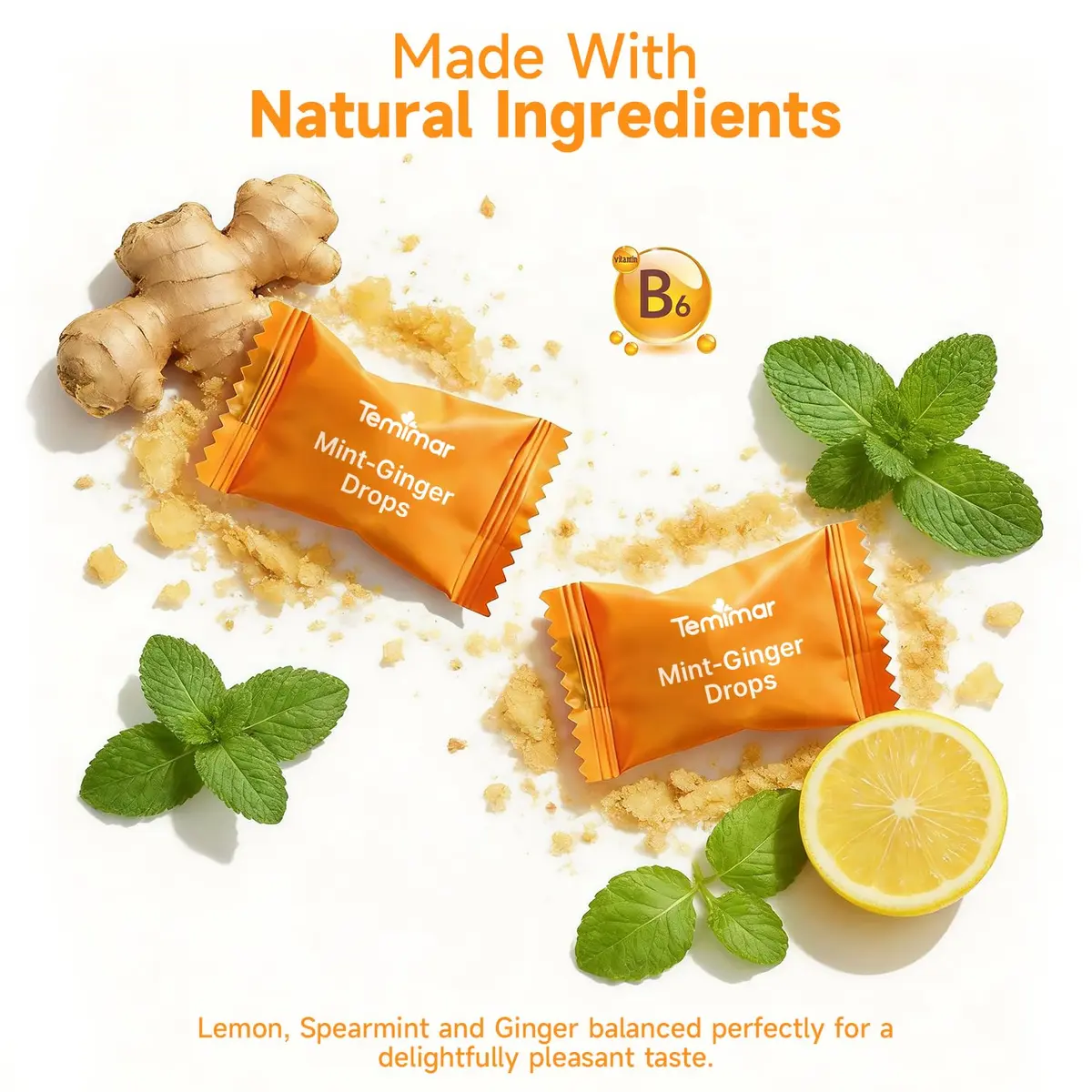 Temimar Morning Sickness Drops, Lozenges for Pregnancy & Motion Sickness, Ginger & Vitamin B6, 30 pcs | Fast Relief - view 3