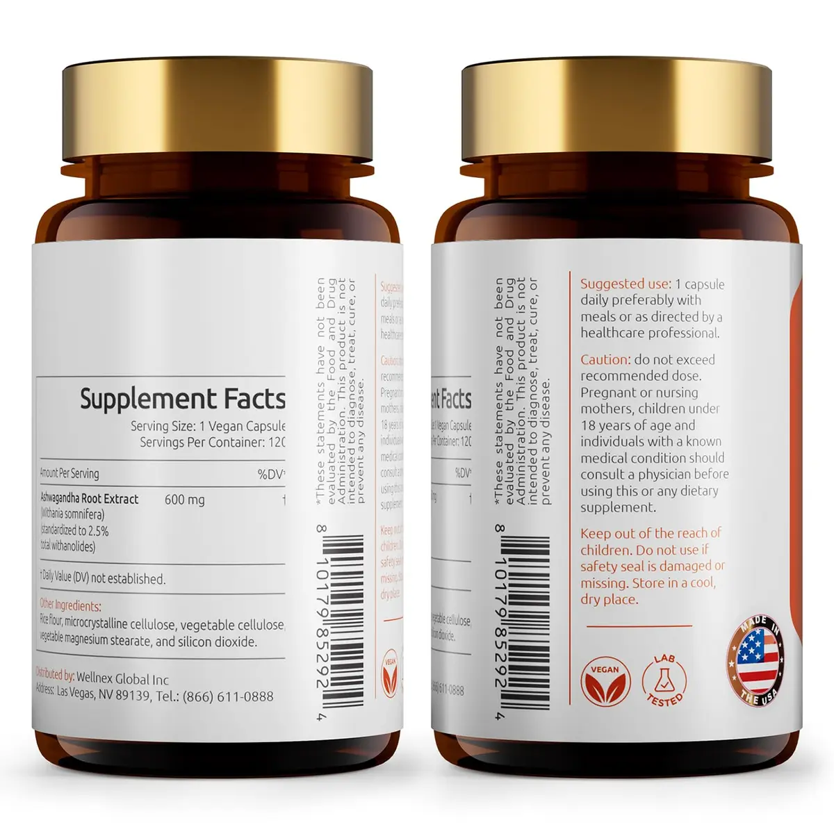 Temimar Ashwagandha Supplements, Ashwagandha Root Extract 600mg for Women & Men, Made in USA, Gluten Free, Vegan, 120 Capsules - view 2