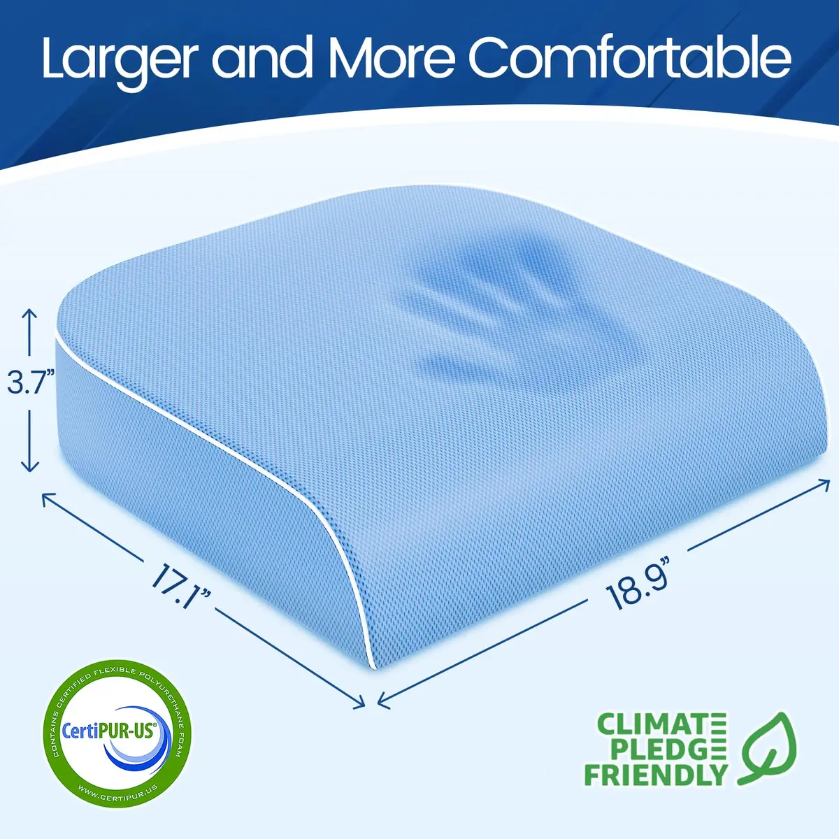SweetSlubr Memory Foam Seat Cushion | 48cm x 43cm (19"x17") Tailbone Pain Relief - view 2