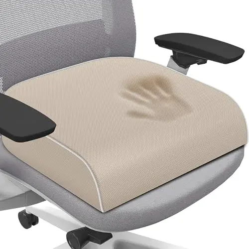SweetSlubr X-Large Beige Memory Foam Seat Cushion | Ergonomic Tailbone Pain Relief - main product image
