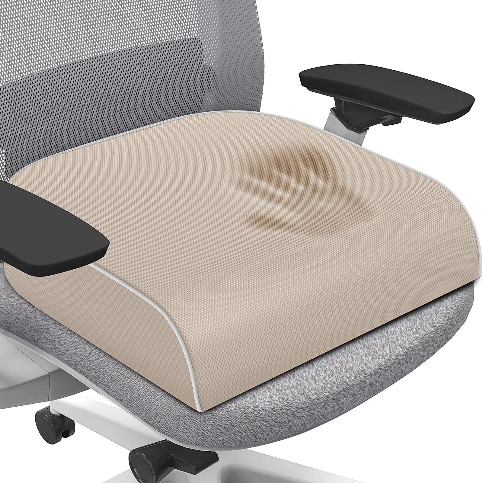 SweetSlubr X-Large Beige Memory Foam Seat Cushion | Ergonomic Tailbone Pain Relief - main product image