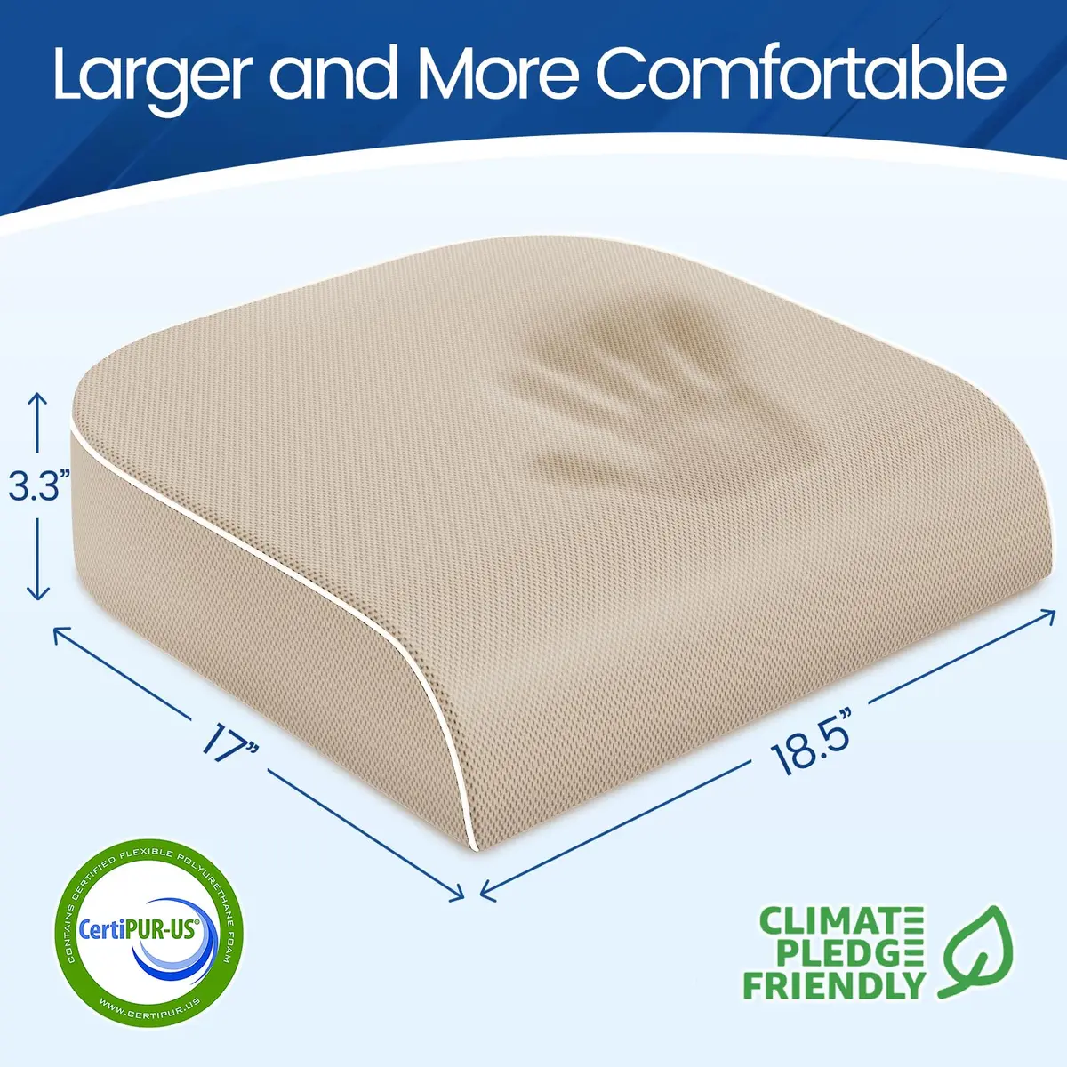 SweetSlubr Memory Foam Seat Cushion X-Large Beige | Tailbone Pain Relief & Posture Support - view 2