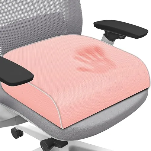 SweetSlubr Pink Memory Foam Seat Cushion for Tailbone Pain Relief, Extra Large (2X-Large) | Supports Office Chairs, Cars, Travel - main product image