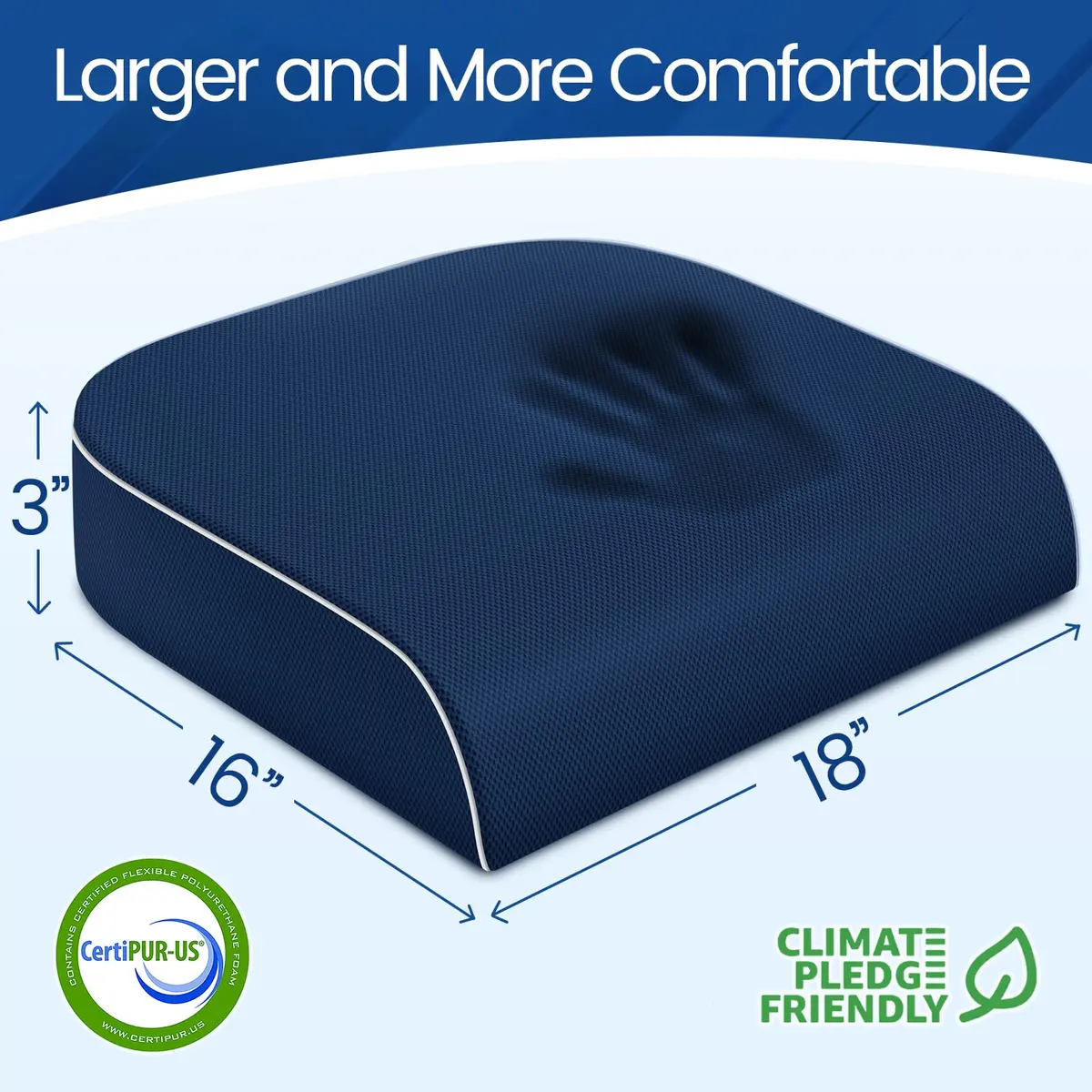 SweetSlubr Large Tailbone Pain Relief Seat Cushion | Ergonomic Memory Foam Chair Pad - view 2