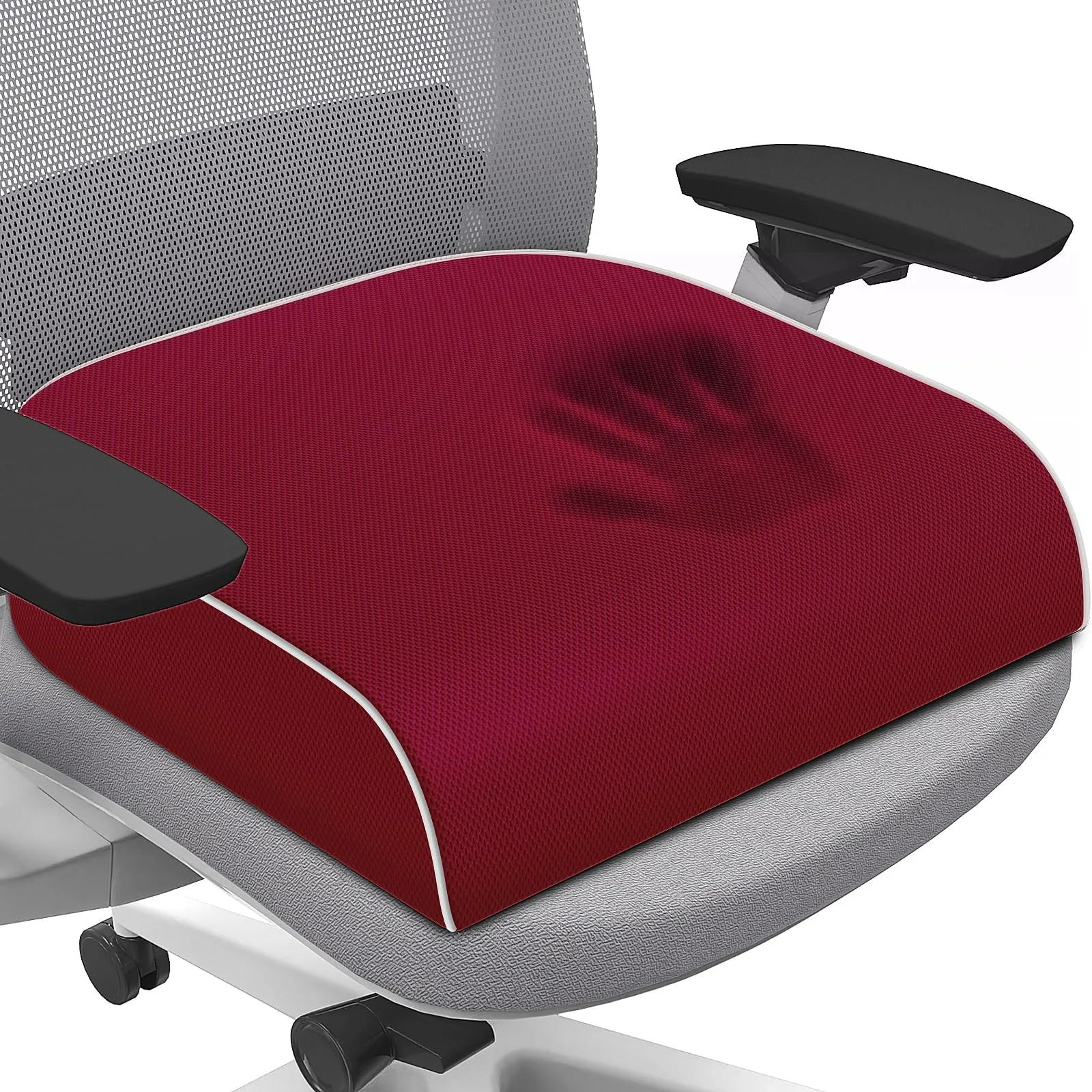 SweetSlubr Red Memory Foam Seat Cushion for Tailbone Pain Relief, X-Large (47cm x 43cm) | Ergonomic Support for Office, Car, Travel - main product image