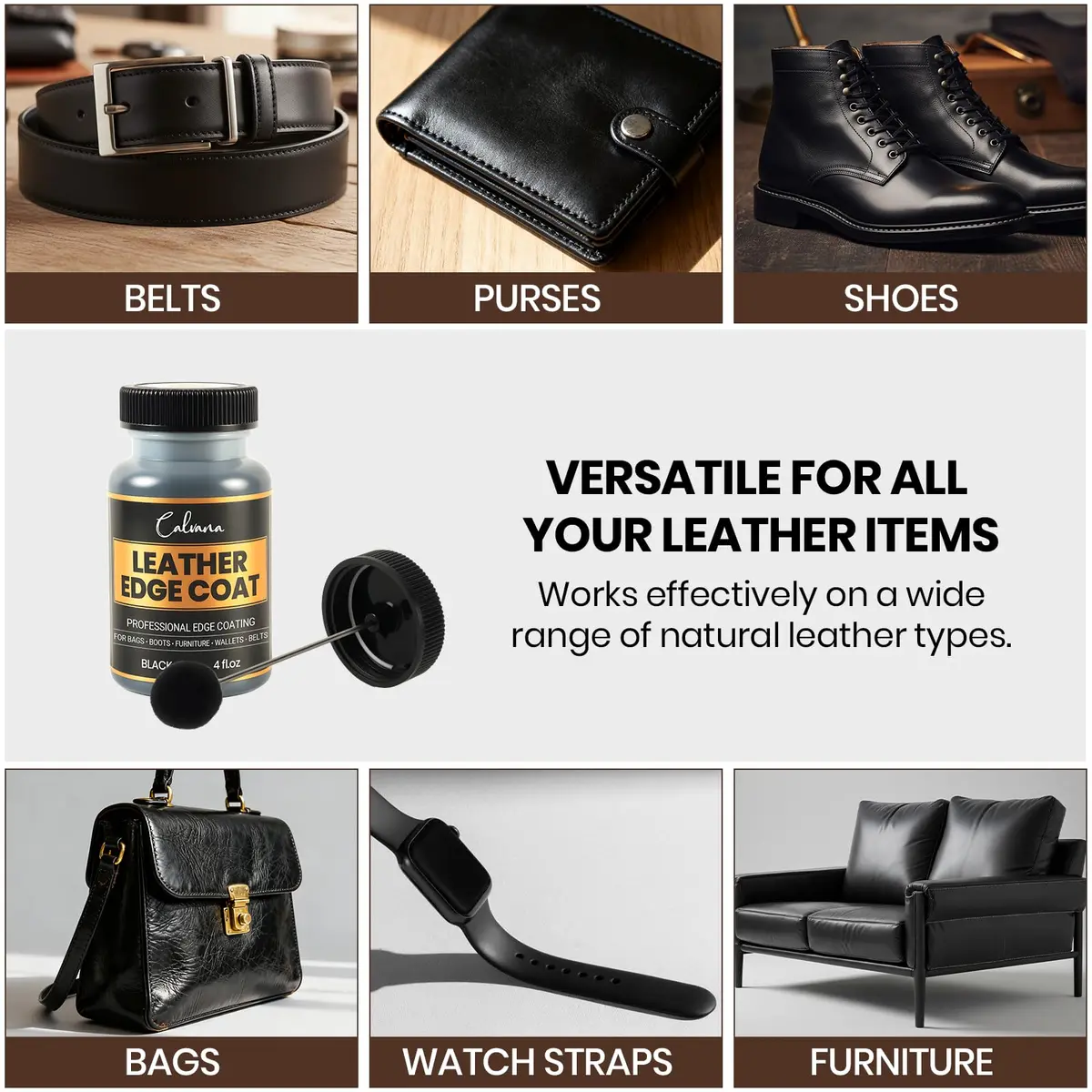 Calvana Leather Edge Coat 4oz | Flexible, Water-Resistant Sealant & Finish for Leather Edges - view 3