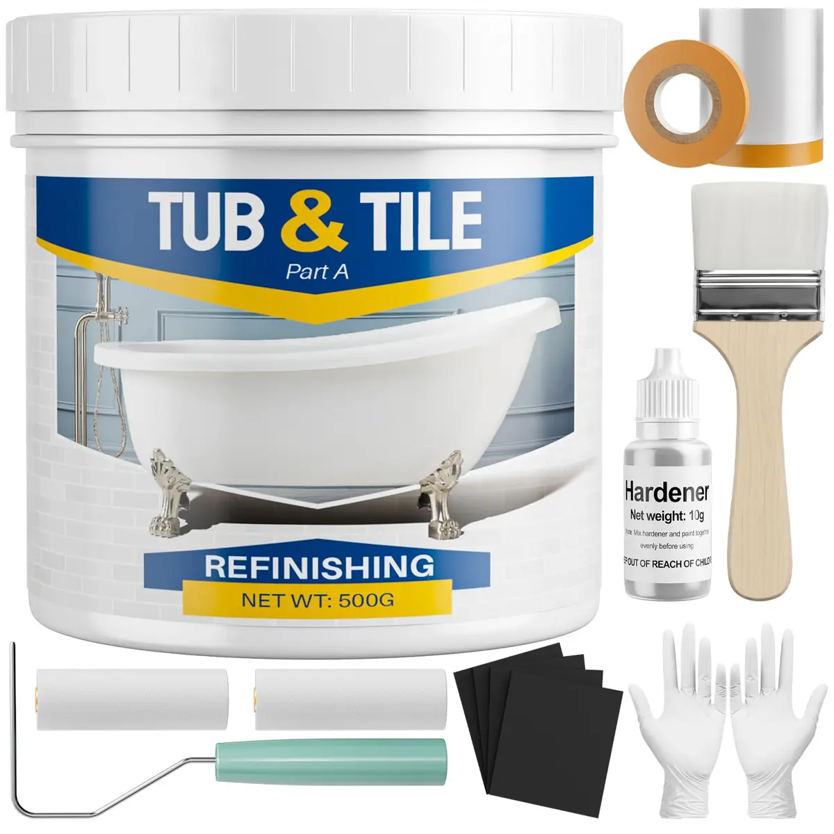 IRONABLE Tub and Tile Paint Refinishing Kit, 17oz White | Easy DIY Bathroom & Kitchen Renovation - main product image