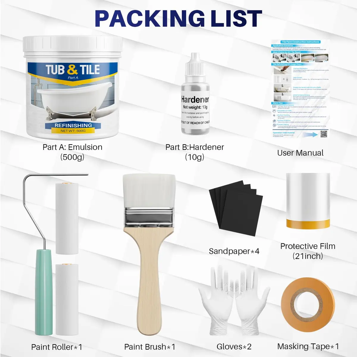IRONABLE Tub and Tile Paint Refinishing Kit, 17oz White | Easy DIY Bathroom & Kitchen Renovation - view 2